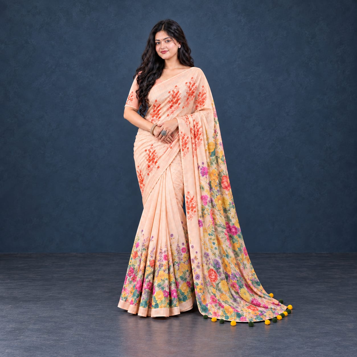 Muslin silk ( Light Peach )